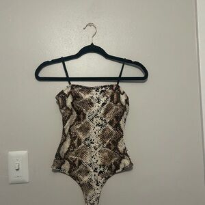 Forever 21 Brown and Black Snake Print Bodysuit